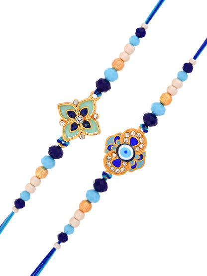 Set of 2 Evil Eye & Floral Rakhi for Brother