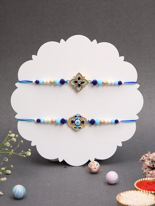 Set of 2 Evil Eye & Floral Rakhi for Brother