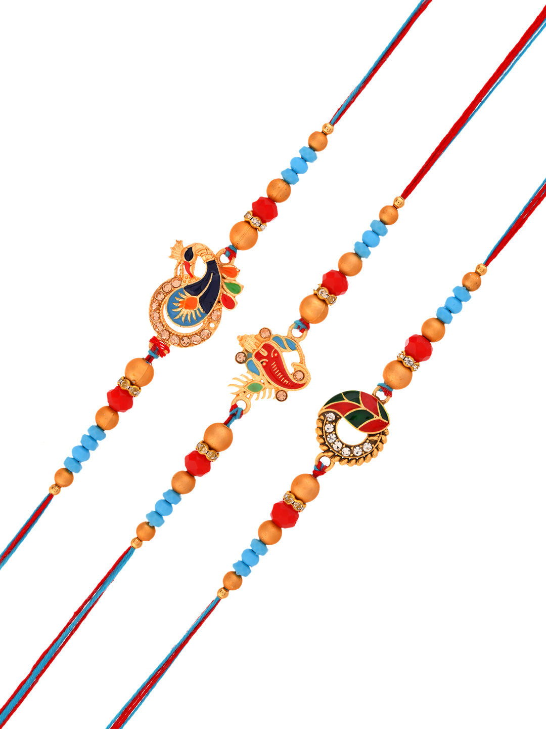Ethnic Beaded Rakhis with Enamel Charms