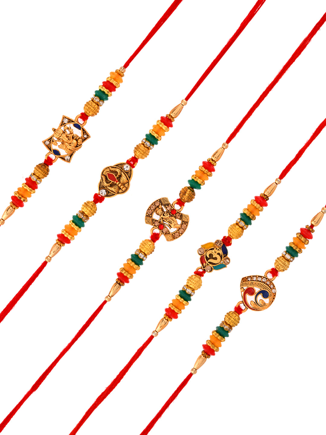 Set Of 7 Rakhi With Roli Chawal & Greetings Card