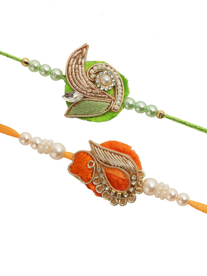 Pearl Leaf Charm Set of 2 Rakhi