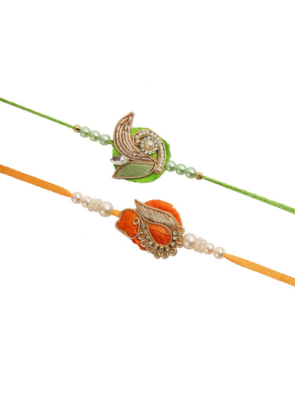 Pearl Leaf Charm Set of 2 Rakhi