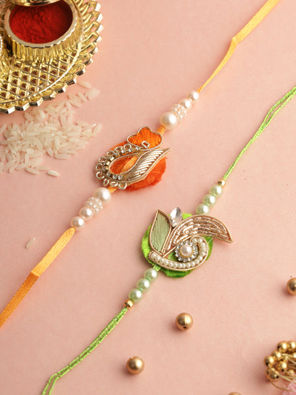 Pearl Leaf Charm Set of 2 Rakhi