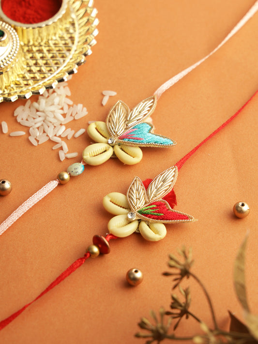 Charming Shell Beaded Set of 2 Rakhi