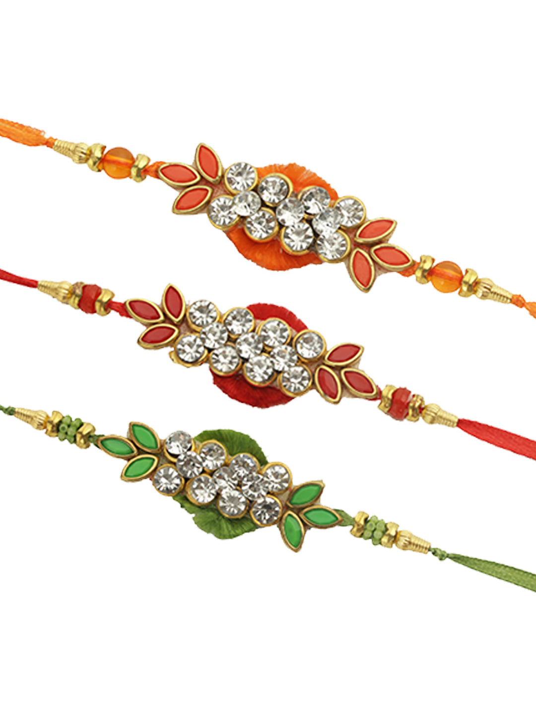 Colourful Gemstone Blossom Set of 3 Rakhis