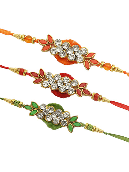 Colourful Gemstone Blossom Set of 3 Rakhis