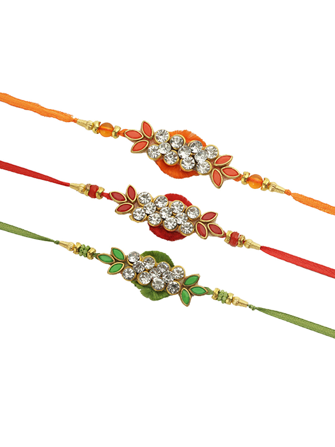 Colourful Gemstone Blossom Set of 3 Rakhis