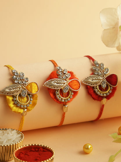 Set of 3 Colourful Bead Work Rakhi