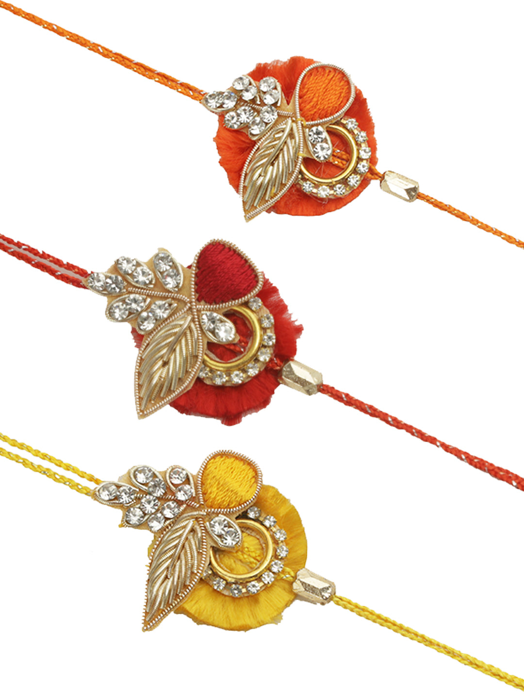 Set of 3 Colourful Bead Work Rakhi