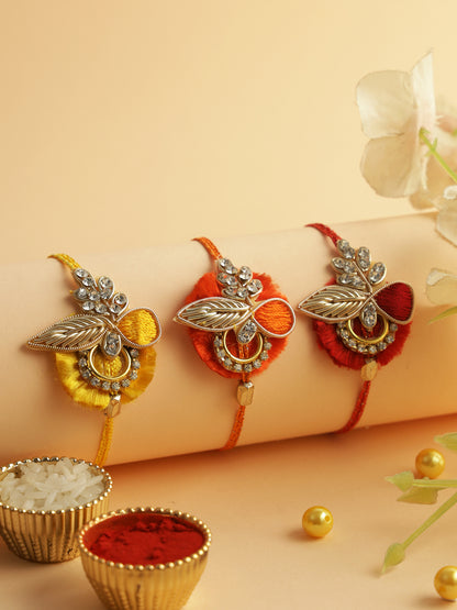 Set of 3 Colourful Bead Work Rakhi