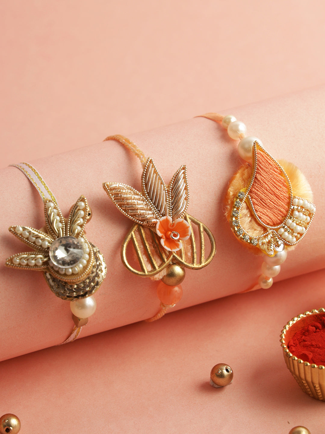 Thread & Bead Work Blissful Set of 3 Rakhi