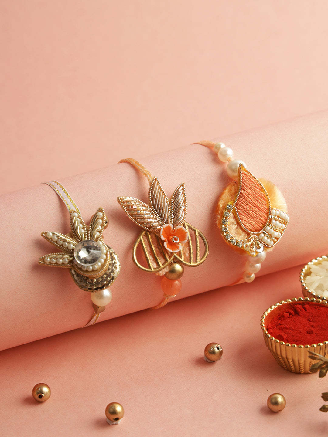 Thread & Bead Work Blissful Set of 3 Rakhi
