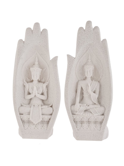 Set of 2 Palm of Hand Meditating Buddha