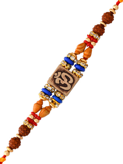 Quadra Rudraksh Studded Om Motif Rakhi