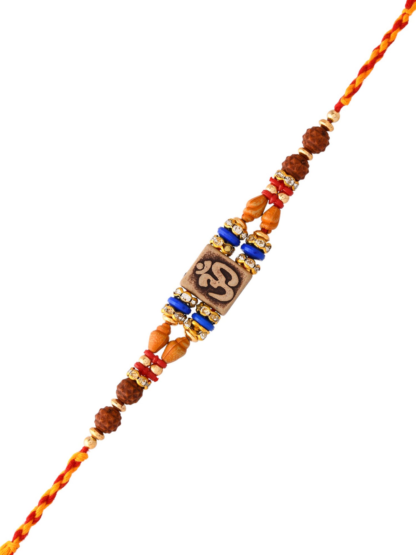 Quadra Rudraksh Studded Om Motif Rakhi