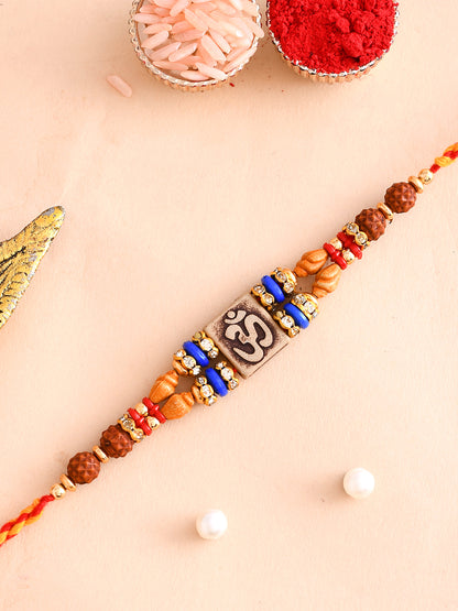 Quadra Rudraksh Studded Om Motif Rakhi