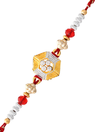 Red & Golden Beads Embellished Lovely Rakhi
