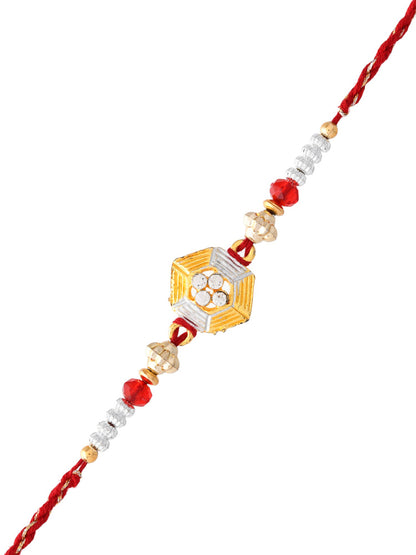 Red & Golden Beads Embellished Lovely Rakhi