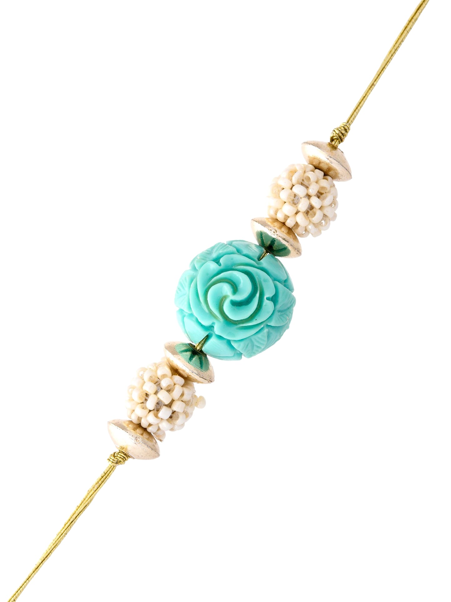 Turquoise Coral Rakhi with  Balls