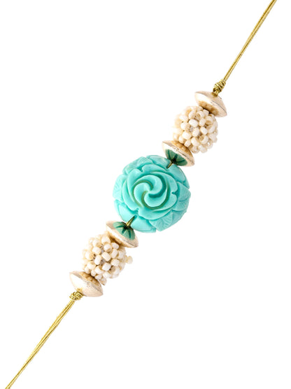 Turquoise Coral Rakhi with  Balls