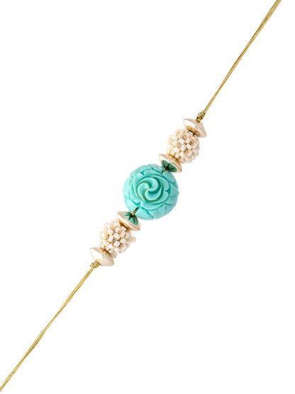 Turquoise Coral Rakhi with  Balls