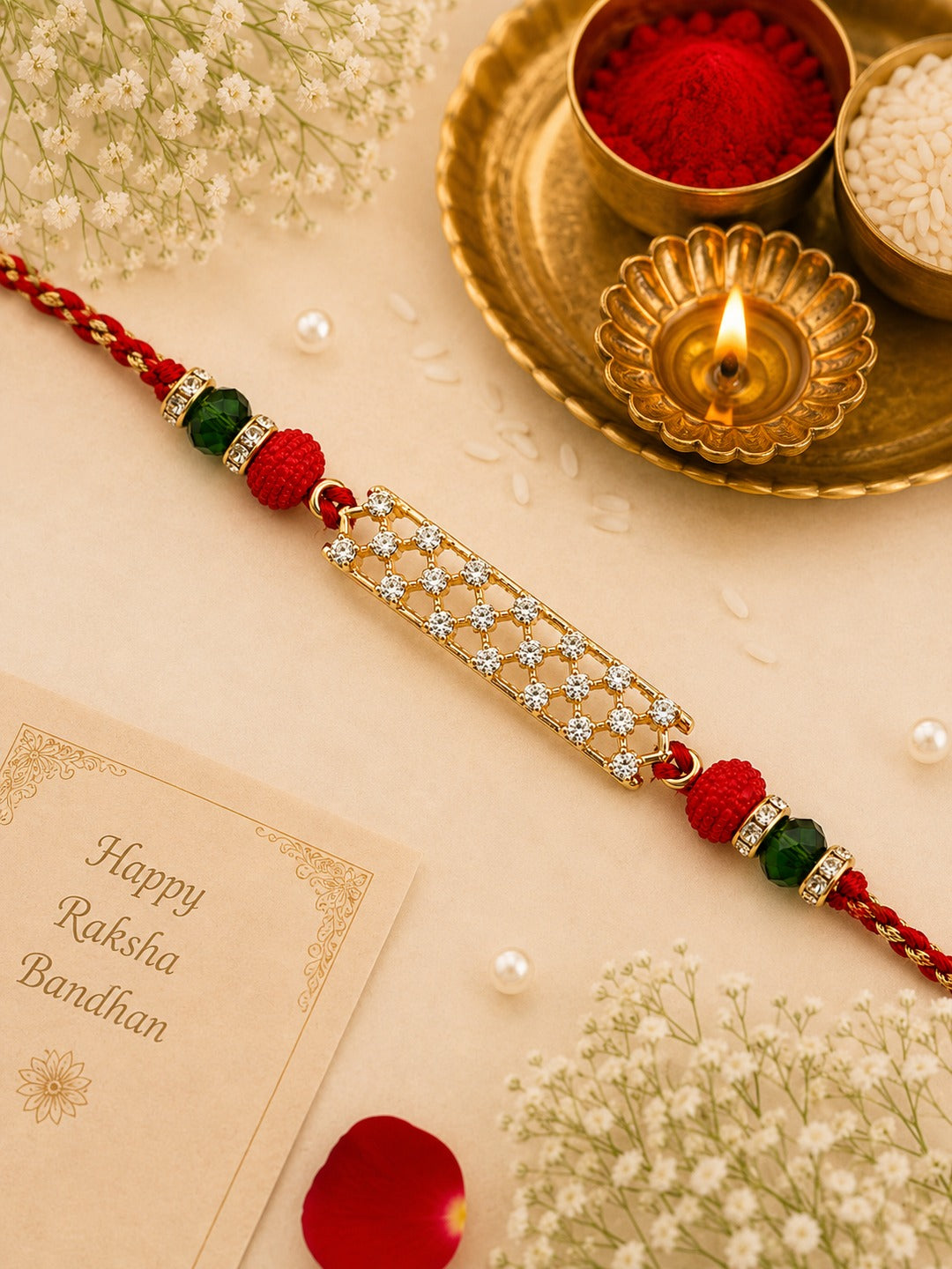 American Diamond Studded Bracelet style Rakhi