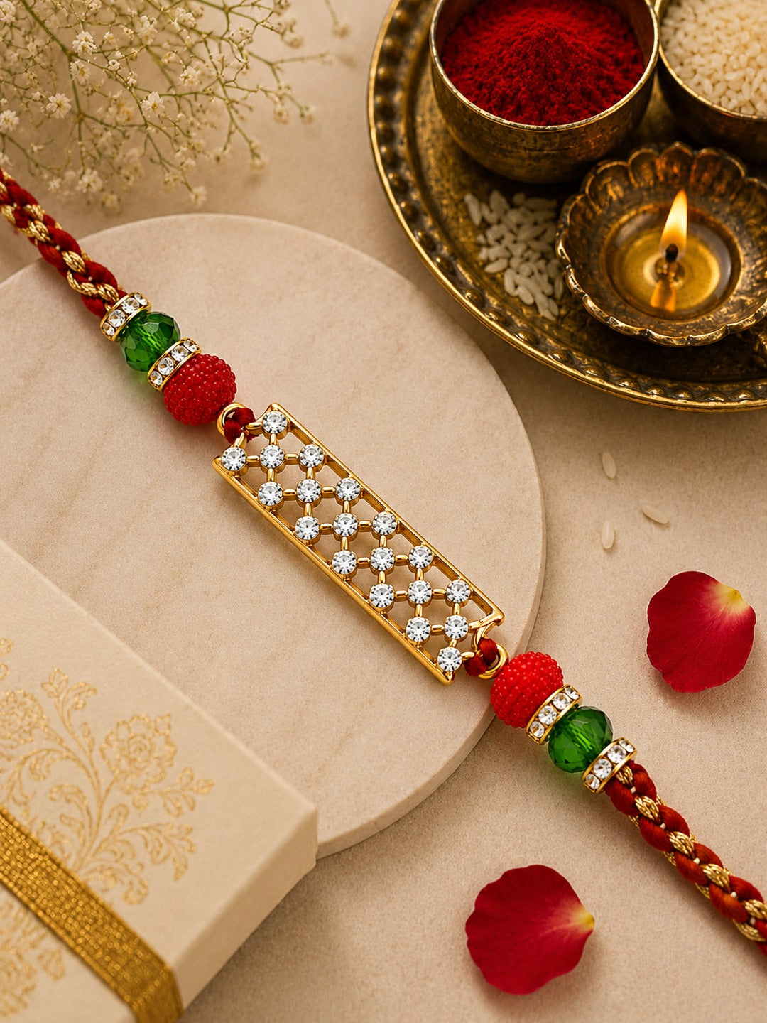 American Diamond Studded Bracelet style Rakhi