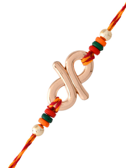 Elegant Colourful Beads Studded Metallic Rakhi