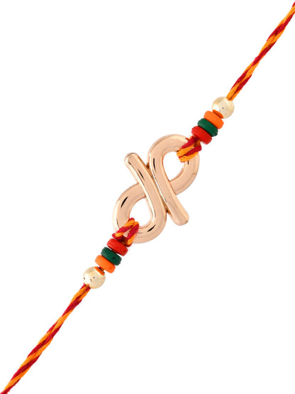 Elegant Colourful Beads Studded Metallic Rakhi