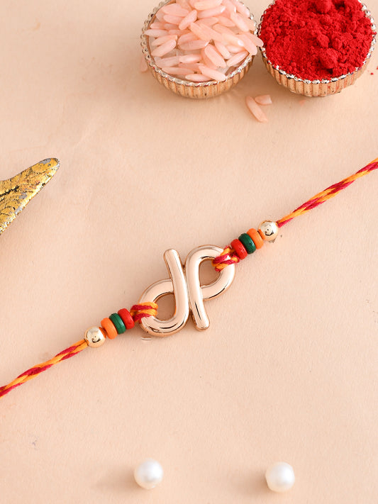 Elegant Colourful Beads Studded Metallic Rakhi