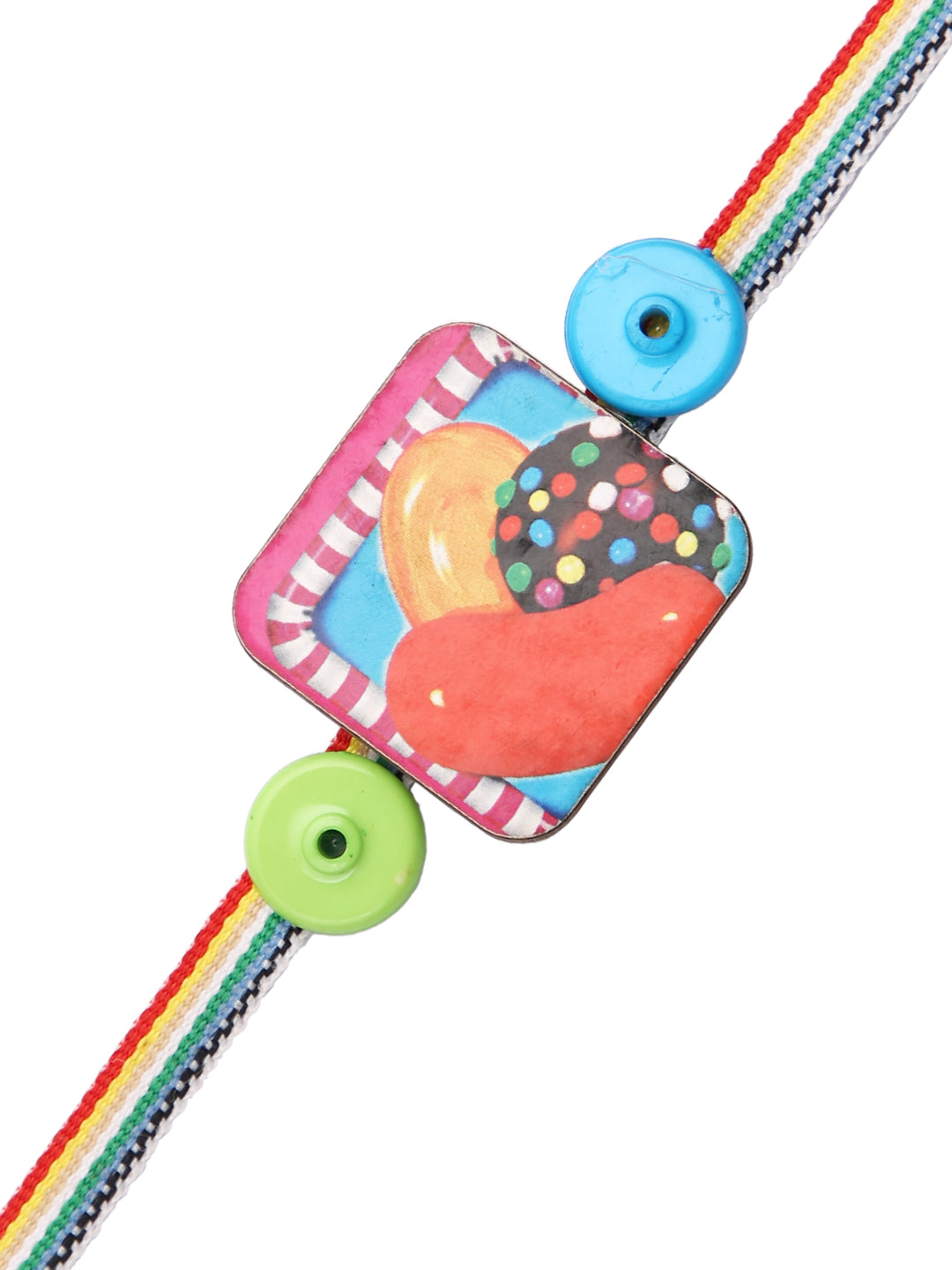 Multicolor Band Kids Rakhi With Candy Crush Motif