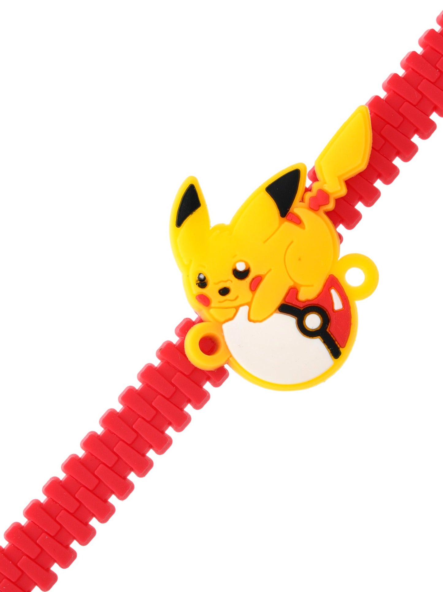 Red Wrist Band Yellow Pikachu Motif Kids Rakhi