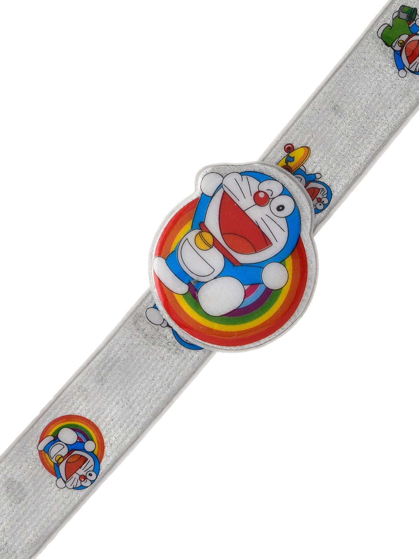 Silver Wrist Band Doremon Motif Kids Rakhi