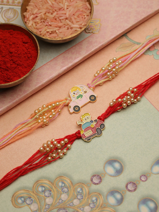 Red and White Animal Kids Rakhi Set