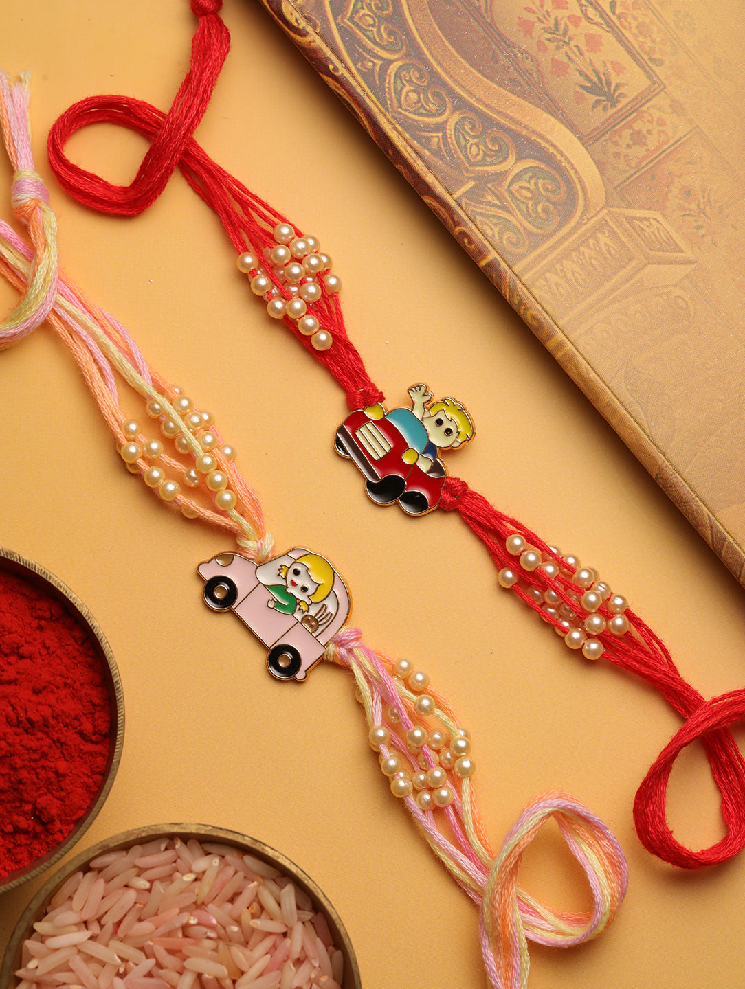 Red and White Animal Kids Rakhi Set