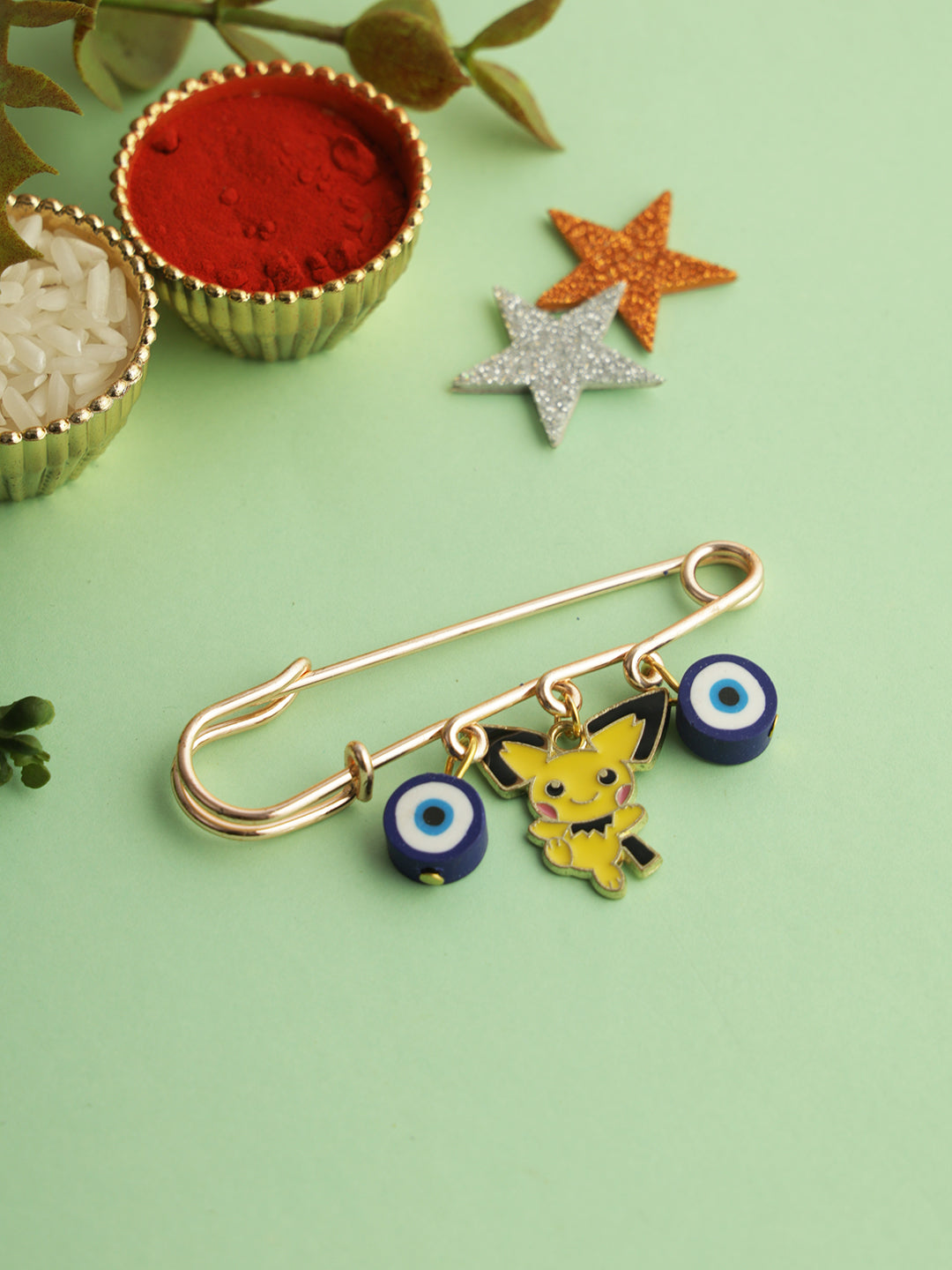 Pokemon & Blue Evil Eye Charms Rakhi for New Born