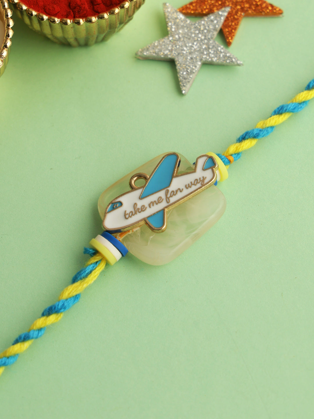 White & Blue Aeroplane Rakhi