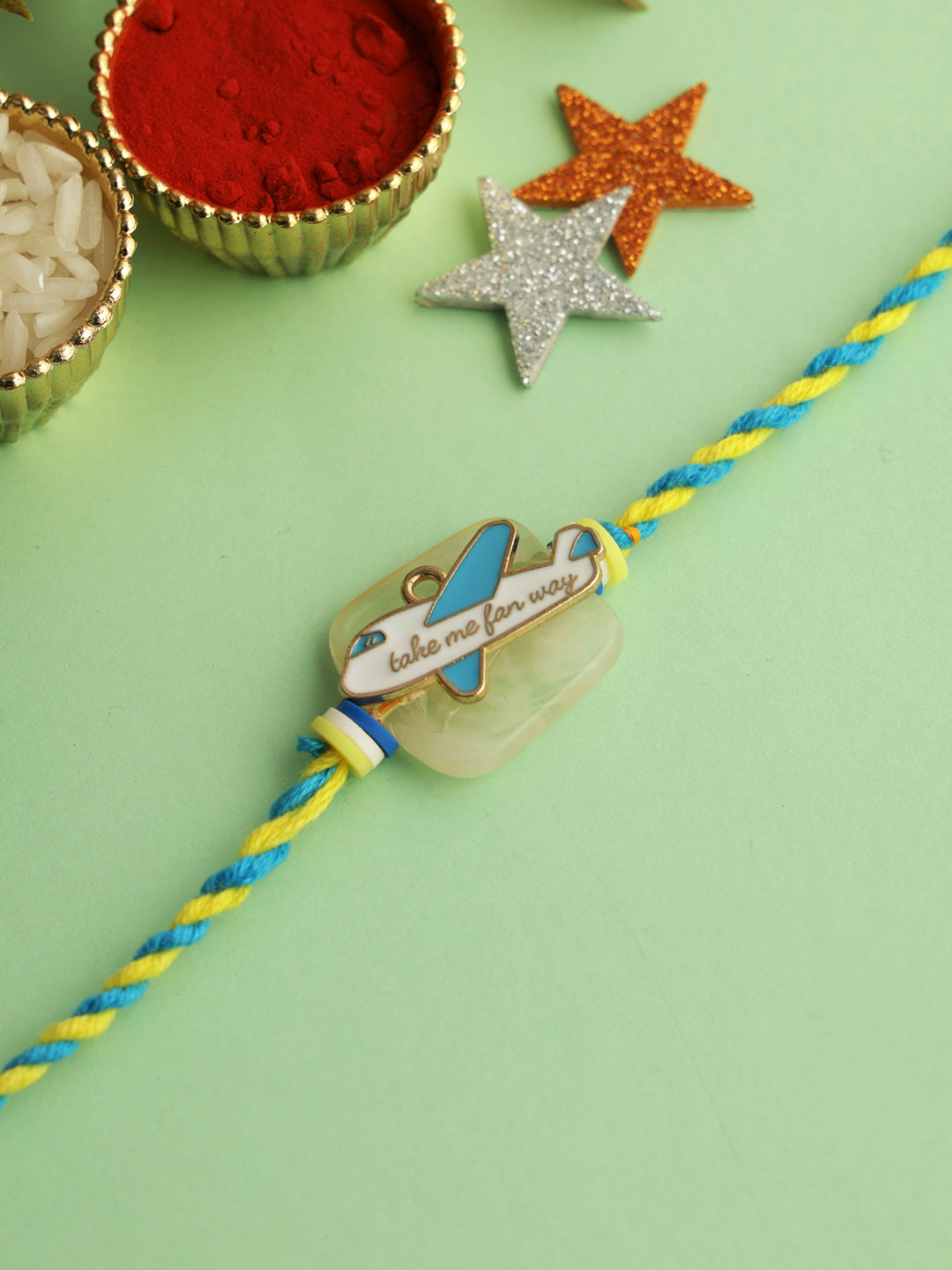 White & Blue Aeroplane Rakhi