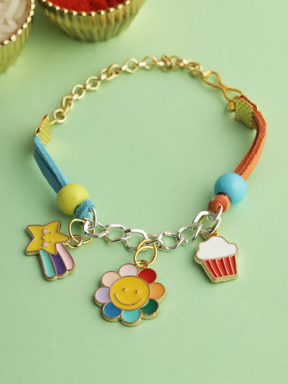 Cute little Floral Charm Bracelet Rakhi