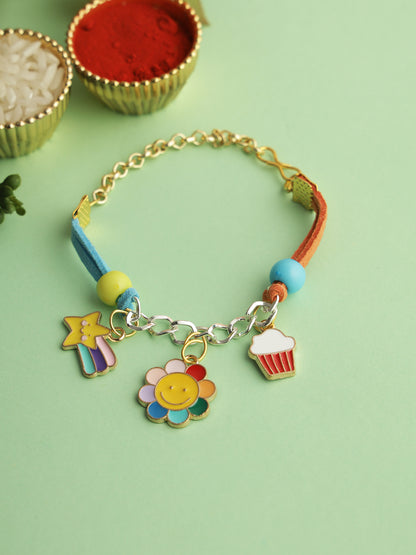 Cute little Floral Charm Bracelet Rakhi