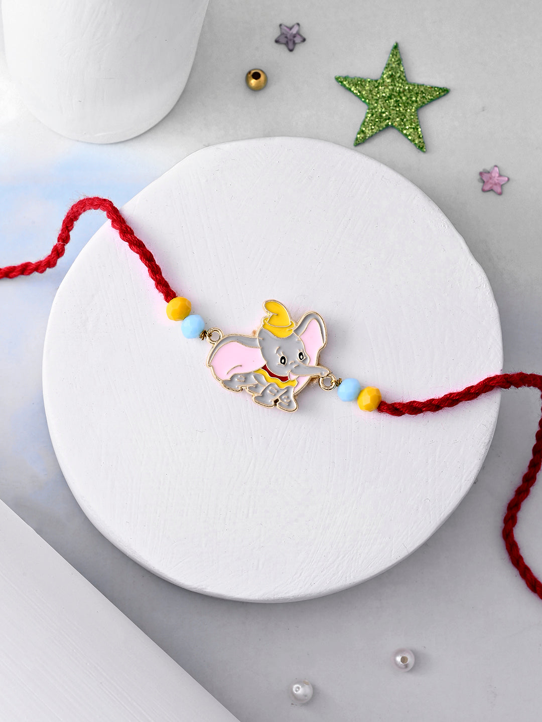 Dumbo Elephant Kids Rakhi with Red Thread and Beads