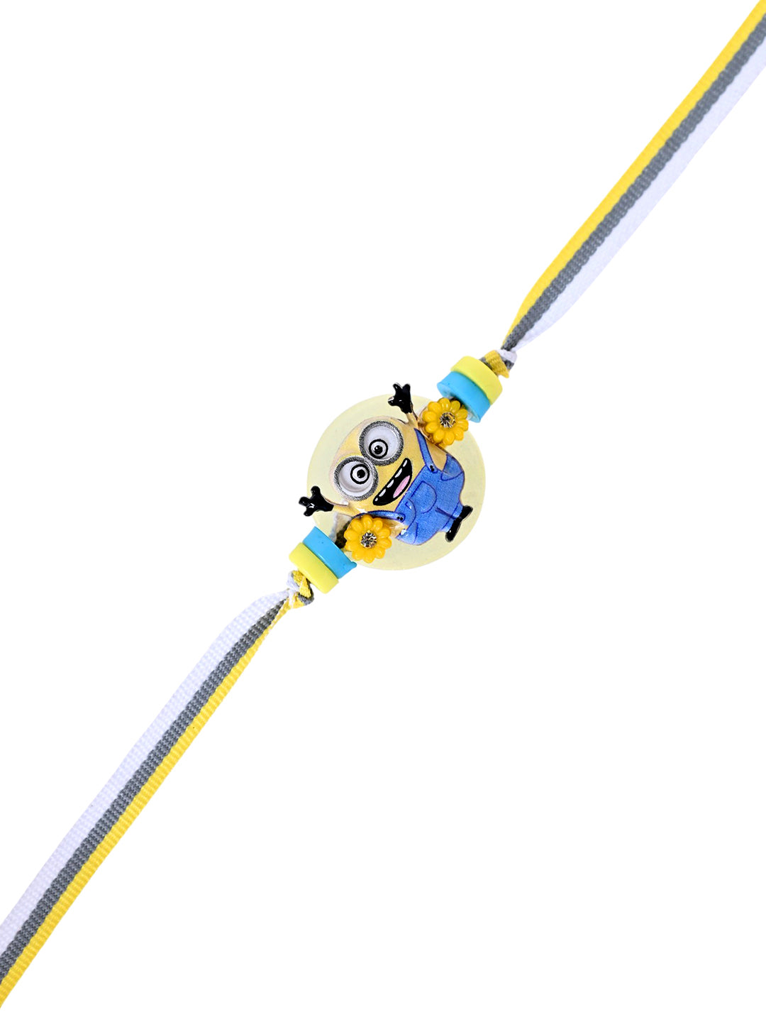 Minion Kids Rakhi with Yellow-Blue Thread and 3D Centerpiece