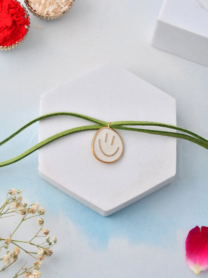 Smiley Face Rakhi for Kids with Green Thread