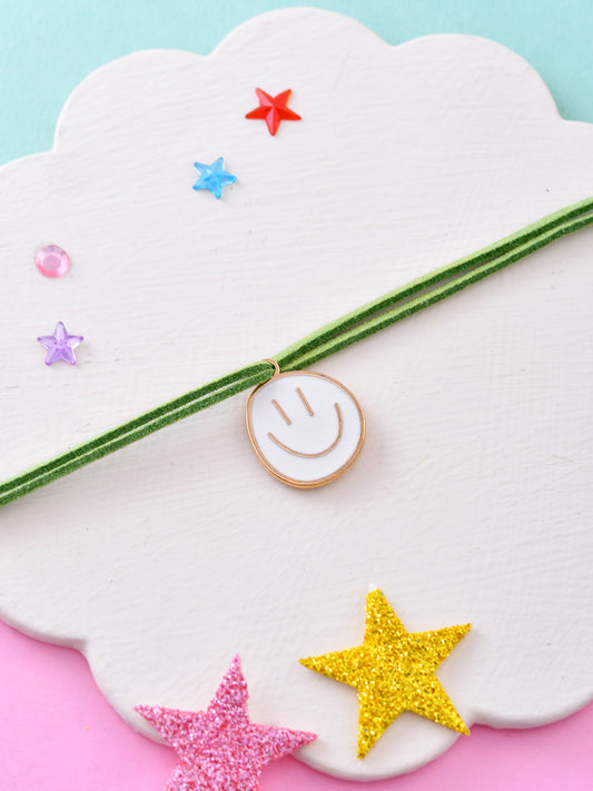 Smiley Face Rakhi for Kids with Green Thread