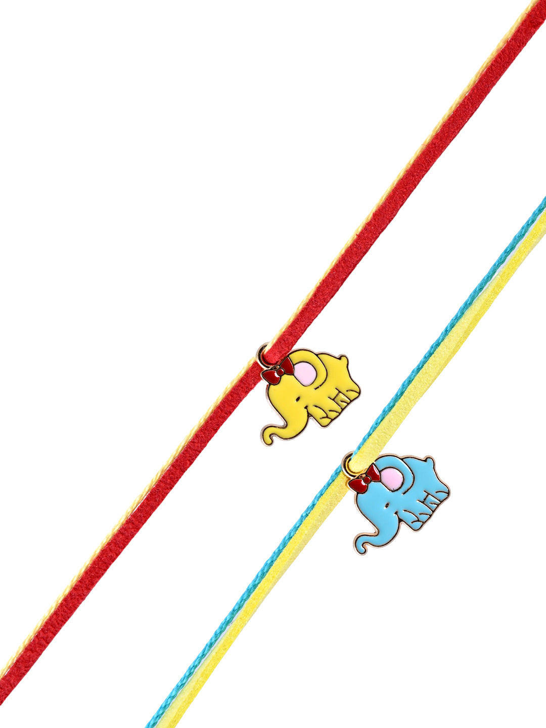 Elephant Charm Rakhi Set of 2 with Colorful Threads