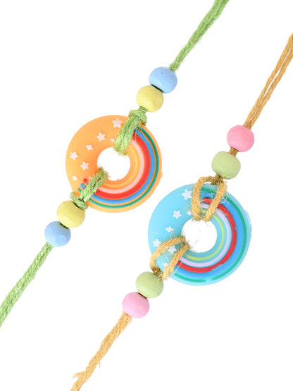 Donut Charm Kids Rakhi Set of 2 with Rainbow Thread