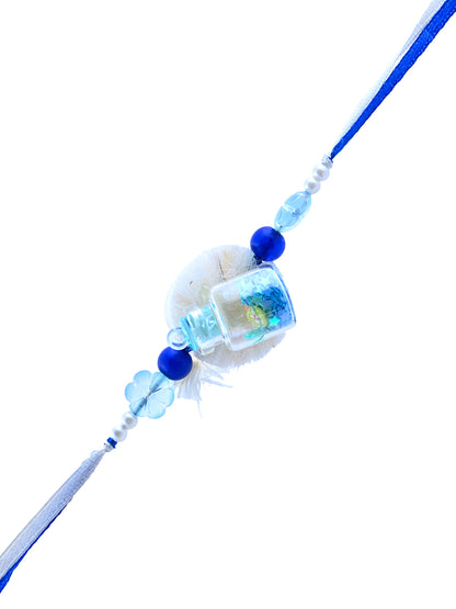 Mini Jar Kids Rakhi with Glitter Stars and Floral Beads