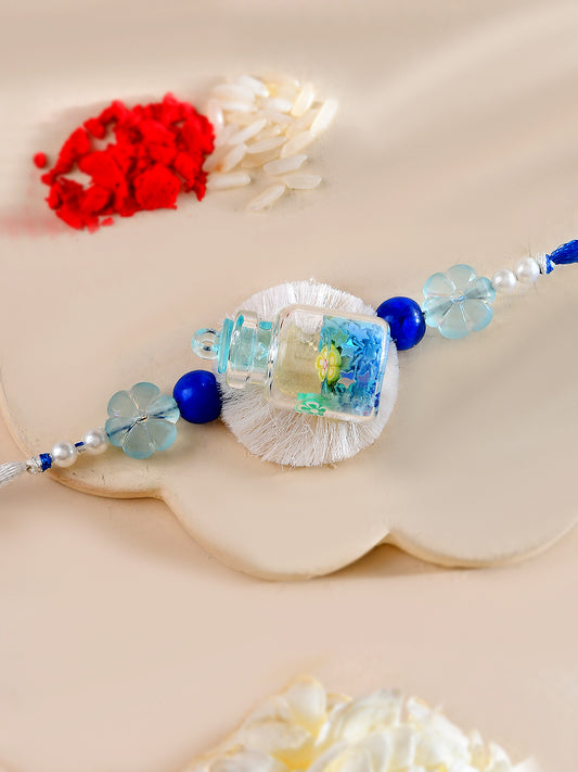 Mini Jar Kids Rakhi with Glitter Stars and Floral Beads