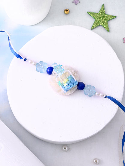 Mini Jar Kids Rakhi with Glitter Stars and Floral Beads