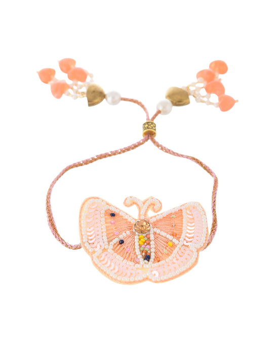 Peach Floral Pearl Rakhi